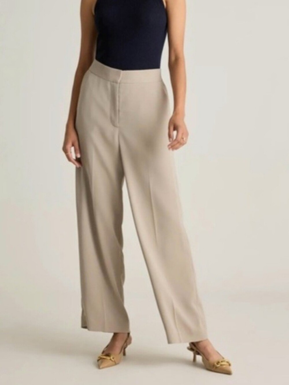NEW Quince Stretch Crepe Classic Trouser Pant Sz 14 Sand New With Tag NWT